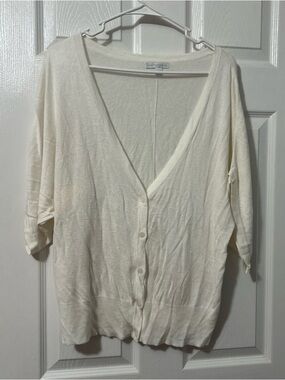 New York & Company Cream Knit Cardigan Top